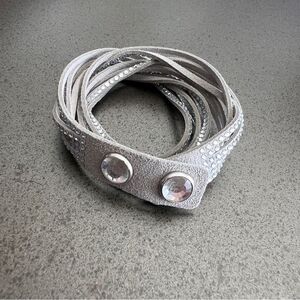 Swarovski Grey Suede Multi-Wrap Rhinestone Bracelet